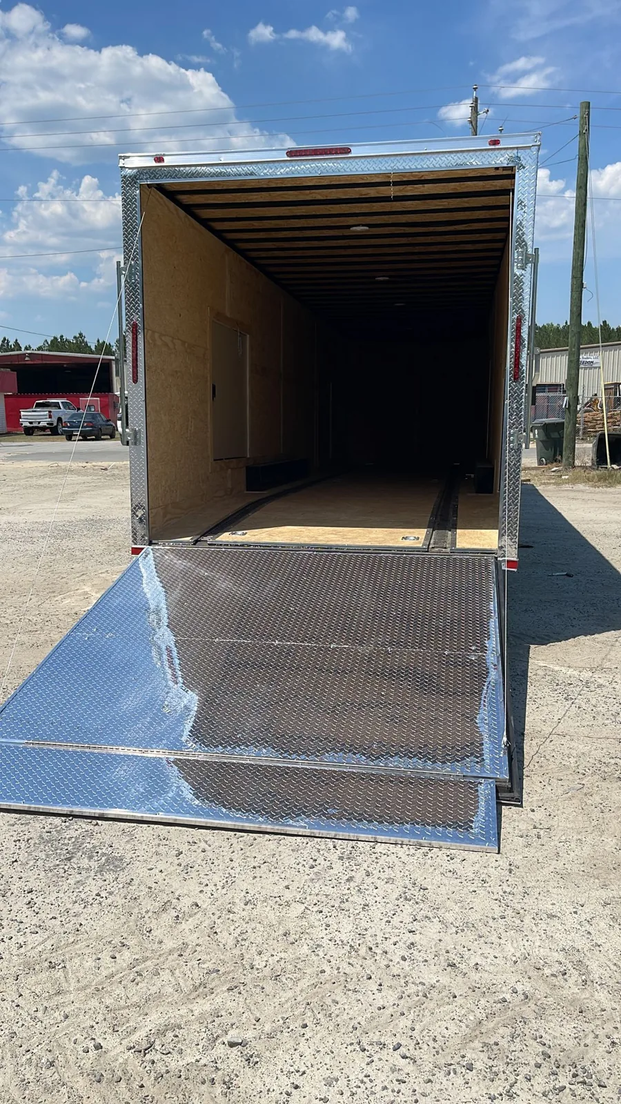 Side door and bar lock detail on an enclosed trailer